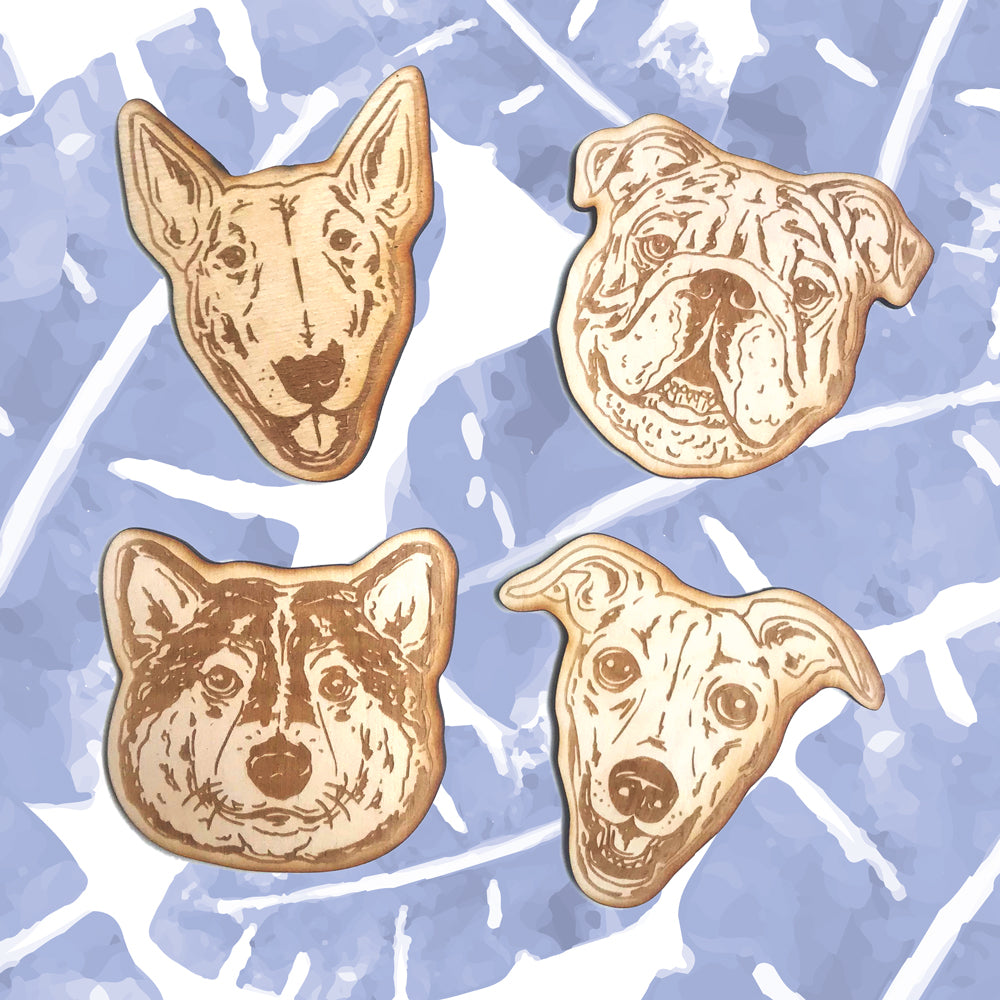 Engraving wooden coasters | Dogs