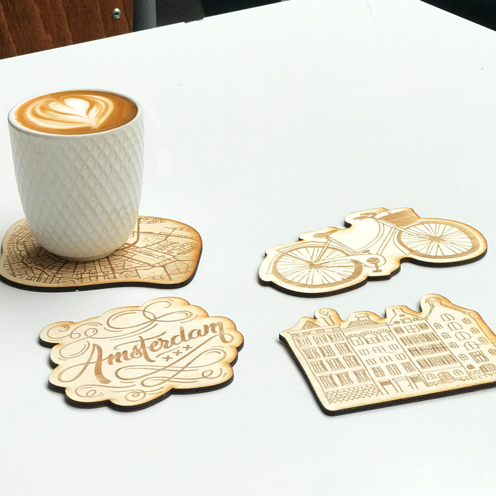 Engraving wooden coasters | Amsterdam