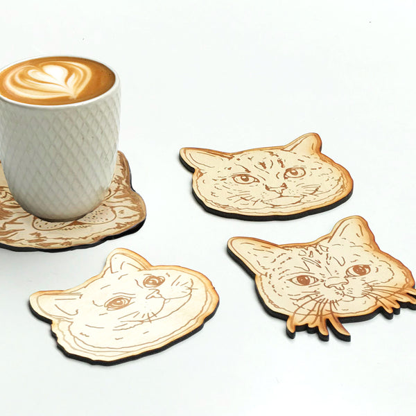 Engraving wooden coasters | Cats