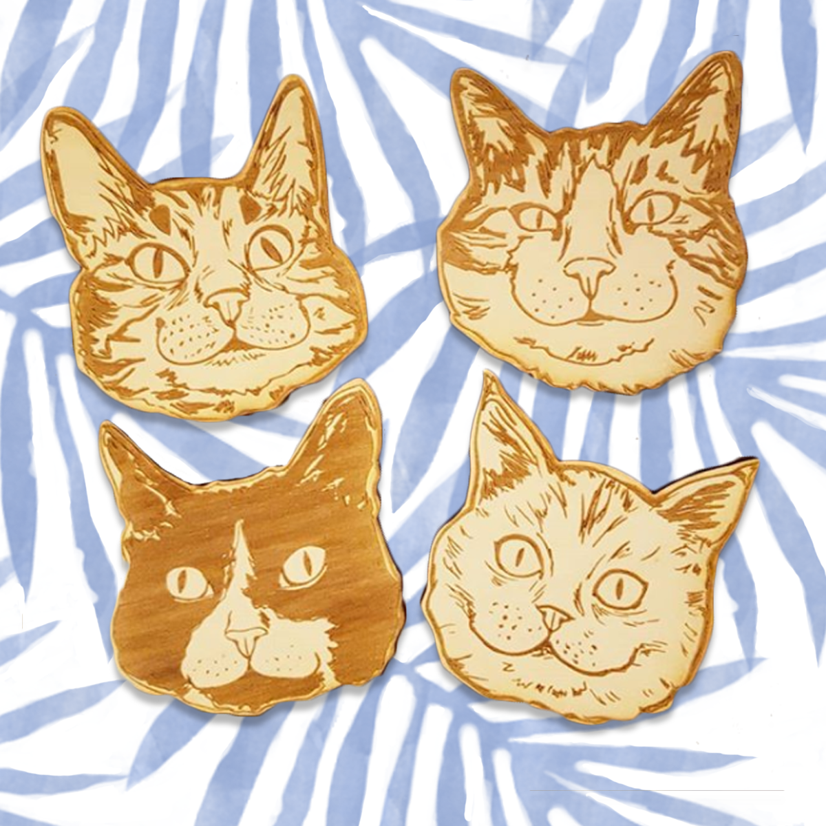 Engraving wooden coasters | Cats