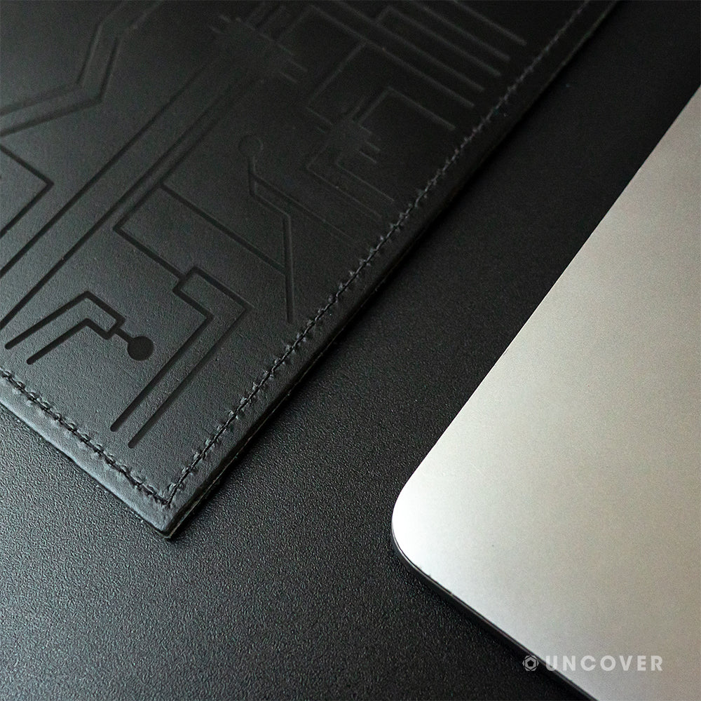 Laser engrave your design on a leather laptop sleeve
